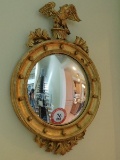Gilded Gold Porthole Style Mirror, Curved Glass