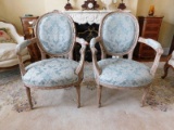 (2) Wooden Framed, Cushioned Bottom & Back Side Arm Chairs