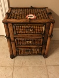 Small Rattan 3-Drawer Chest,19”h x 15”w