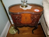 Pair Fruitwood Side Tables, W/2-Drawer, Ornate Scroll Work