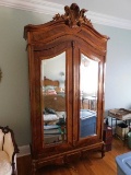 Walnut 2-Door Mirrored Armoire, circa 19th century