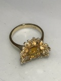 14k Gold Ring Cubic Zirconium Canary Diamond