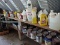 Various Paints, Oils, 2 Manual Pumps, Gas Handles, Oils Cans, Grease Guns,