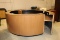 Round Wooden and Pressed Wood Reception Area Desk