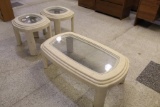Decorative Coffee Table, Glass Insert, (2) Decorative Side Tables, (2) Wove