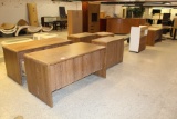 (3) Wooden Double Pedestal Desk, Wood and Pressed Wood (3) Wooden 2-Drawer