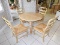 Single Pedestal Wooden Dining Table w/ (2) Leafs and (4) Rolling Bottom Lad