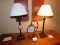 (2) Decorative Table Lamps and (1) Decorative Clock