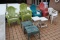 (12) Adirondack PVC Chairs (2) PVC Side Chairs and (4) PVC Side Tables and