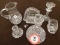 (6) Leaded Crystal Pieces, Basket, Water Pitcher, (2) Candle Holders, Wine