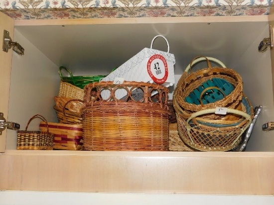 Contents of Cabinet, Assorted Wicker Baskets