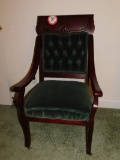 Decorative Mahogany Side Arm Chair w/ Upholstered Bottom and Back