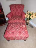 Upholstered Arm Chair and Matching Ottoman
