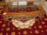 Mahogany Coffee Table, Double Glasses Insert and (2) End Tables, All Three