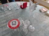 (3) Leaded Crystal Candle Holders and (2) Crystal Vases