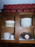 Contents of Cabinet, Various Plates, Bowls, Chargers, Etc.