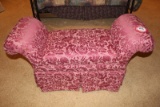 Damask Print Coral Colored Upholstered Dressing Bench