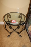 (2) Wrought Iron Glassed Topped Side Tables