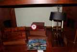 Mahogany Wood Desk Set w/ Letter Sorter, Pigeon Holes, Boxes, Etc.