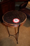 Metal Framed Wicker Topped Plant Stand/Table