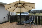 Pull Side Hanging Lounge Chair w/ Large Stand Alone Umbrella