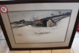 (5) Framed Prints, (1) Jim Gray Print, All Farm and Forrest Scenes