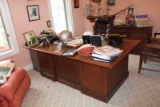 Remaining Contents of Office To Include: Executive Desk, Credenza, Leather