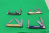 (4) Knife Set Smith and Wesson 3 Blade Founding Fathers, George Washington,