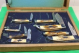 (8) Case XX Stag Handled Knives Collectors Set, Engraved Blades
