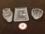 Waterford Crystal Tray, Waterford Crystal Bowl and Waterford Crystal Vase
