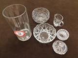 (6) Pressed Glass and Crystal Bowls, Cups, Vase, Etc.