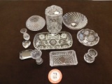 (11) Pieces of Pressed Glass and Crystal Bowls, (3) Vases, Lidded Jar, Etc.