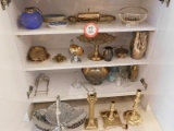 Contents of Cabinet, Various Decorative Silver Plate and Porcelain Pieces,