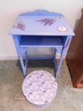 Decorative Painted Side Table and Hat Box