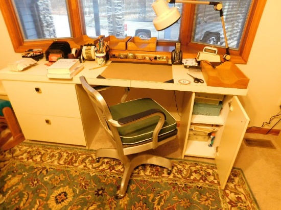 Remaining Contents of Office, Pressed Wood Writing Desk, Wooden Table, (4)