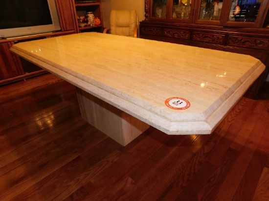 Marble Dining Table, Single Pedestal, 78" x 38"