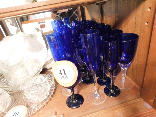 (18) Pieces of Cobalt Blue Stemware