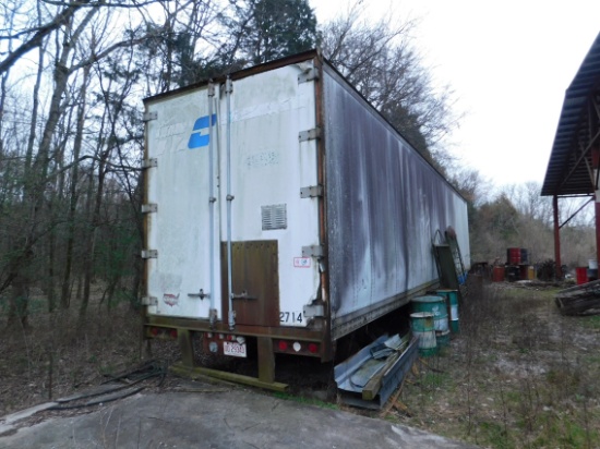 Wabash 48' Dry Van Trailer, No Tires w/ Pallet Racking Uprights, Partial Bo