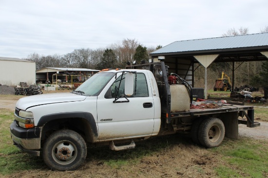 2002 Chevy Silverado 3500 Dually, 10FT Flatbed Service Truck w/ Kohler Gas