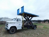 1966 Chevy 60 Series Scissor Lift Flat Bed Truck, 16' Flatbed, 6 Cylinder,