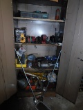 2 Door Metal Storage Cabinet & Contents, (2) Electric Grinders, 20 Ton Bott