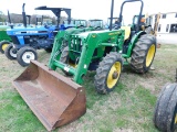 John Deere 5205 Tractor, 4WD, JD 521 Front Loader, Dual Remotes, 1811 Hrs,