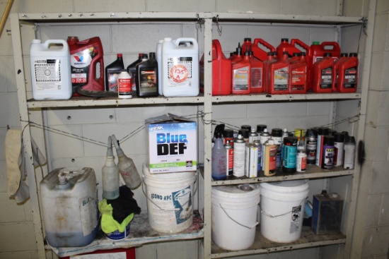 Contents of Shelves, Oils and Cleaning Chemicals