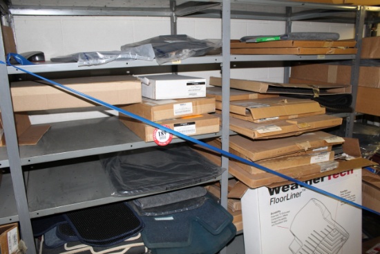 Contents of (4) Sections of Shelving & Floor, Vent Shades For Trucks, Floor