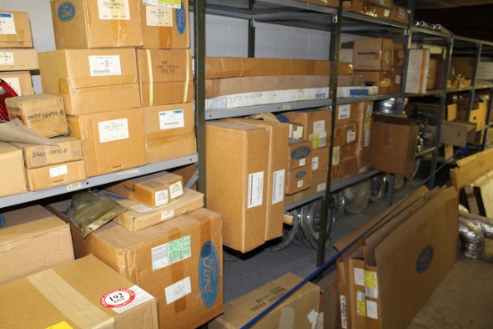 Contents of (5) Sections of Shelving & Floor, Various Wheel Covers, Core As