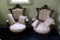 (2) Eastlake Wood Framed Upholstered Bottom and Back Arm Chairs on Casters