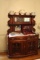 Naturalistic Style Walnut Buffet w/ Carved Burled Walnut Inlays and Mirrore