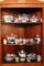 Flow Blue Pattern Glassware Bowls, Plates, Platters, Coffee Sets w/ Coffee