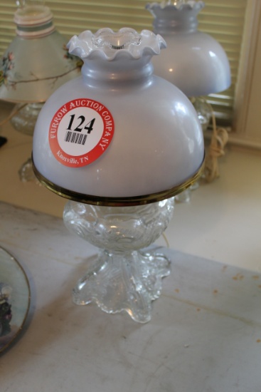 (3) Pressed Glass Converted Oil Lamps