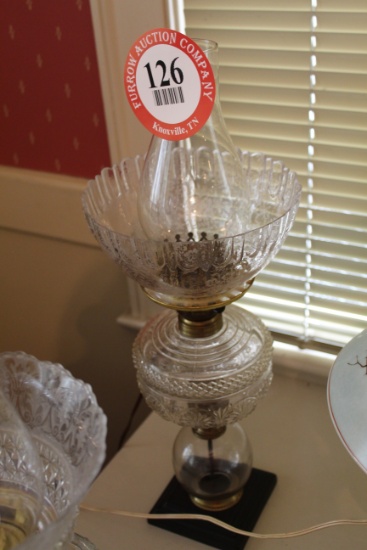 Pressed Glass Converted Oil Lamp